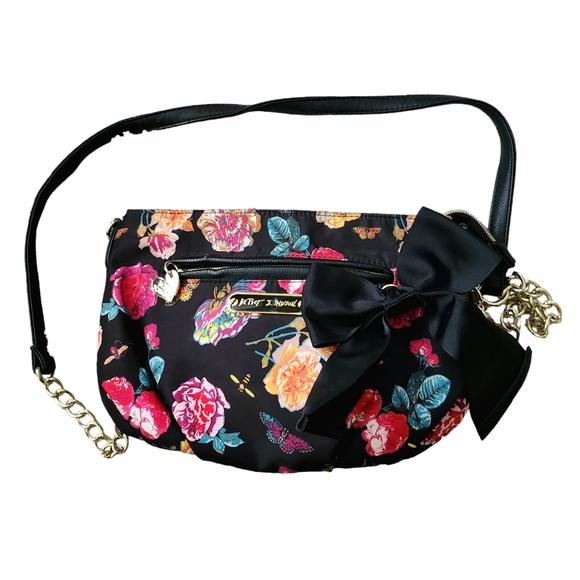 Betsey Johnson Bags Betsey Johnson Floral Crossbody Bag Purse Black